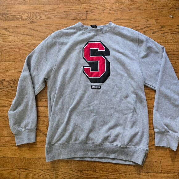 Vintage Stussy Big Logo Spell Out Crewneck Sweatshirt Gray Size XL - Picture 1 of 9